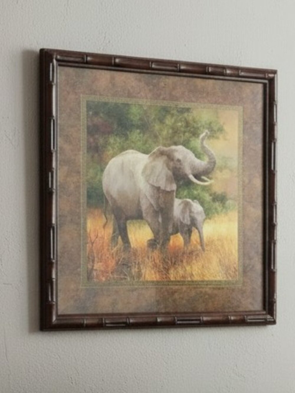 “Mother’s Pride” Elephant Print Framed 22 x22